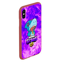 Чехол iPhone XS Max матовый BRAWL STARS LEON SHARK, цвет: 3D-красный — фото 2