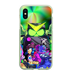 Чехол iPhone XS Max матовый BRAWL STARS, цвет: 3D-салатовый