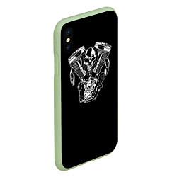 Чехол iPhone XS Max матовый Движковый череп, цвет: 3D-салатовый — фото 2