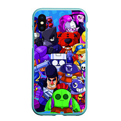 Чехол iPhone XS Max матовый BRAWL STARS ALL BRAWLER, цвет: 3D-мятный