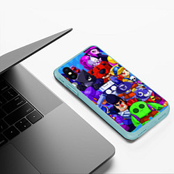 Чехол iPhone XS Max матовый BRAWL STARS ALL BRAWLER, цвет: 3D-мятный — фото 2