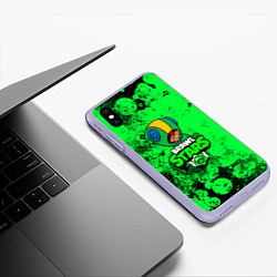 Чехол iPhone XS Max матовый BRAWL STARS LEON, цвет: 3D-светло-сиреневый — фото 2