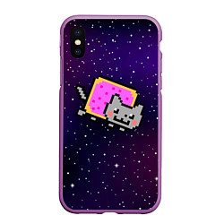 Чехол iPhone XS Max матовый Nyan Cat, цвет: 3D-фиолетовый