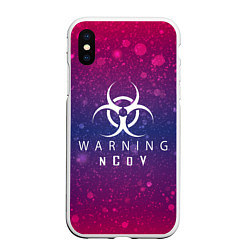 Чехол iPhone XS Max матовый Warning NCoV, цвет: 3D-белый