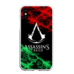 Чехол iPhone XS Max матовый Assassin’s Creed: Red & Green, цвет: 3D-белый
