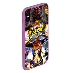 Чехол iPhone XS Max матовый MY HERO ACADEMIA коллаж из героев, цвет: 3D-фиолетовый — фото 2