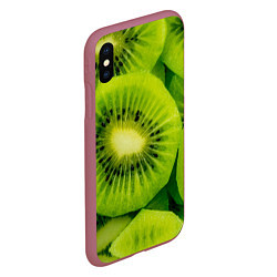 Чехол iPhone XS Max матовый Зеленый киви, цвет: 3D-малиновый — фото 2