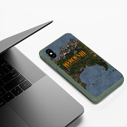 Чехол iPhone XS Max матовый ГЕРОИ 3, цвет: 3D-темно-зеленый — фото 2