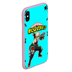 Чехол iPhone XS Max матовый MY HERO ACADEMIA на синем, цвет: 3D-розовый — фото 2