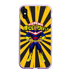 Чехол iPhone XS Max матовый MY HERO ACADEMIA желтые полосы