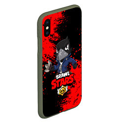 Чехол iPhone XS Max матовый Brawl Stars Crow, цвет: 3D-темно-зеленый — фото 2