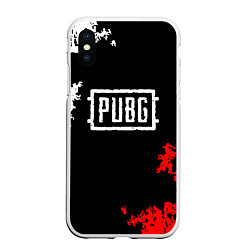 Чехол iPhone XS Max матовый PUBG, цвет: 3D-белый