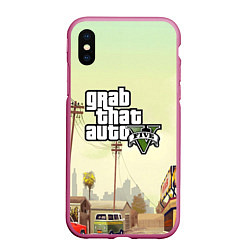 Чехол iPhone XS Max матовый GTA 5, цвет: 3D-малиновый