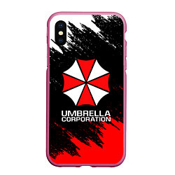 Чехол iPhone XS Max матовый UMBRELLA CORP, цвет: 3D-малиновый