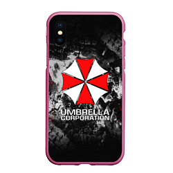 Чехол iPhone XS Max матовый UMBRELLA CORP, цвет: 3D-малиновый