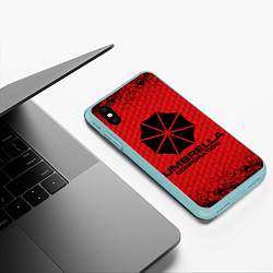 Чехол iPhone XS Max матовый Umbrella Corporation, цвет: 3D-мятный — фото 2