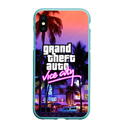 Чехол iPhone XS Max матовый Grand Theft Auto Vice City, цвет: 3D-мятный