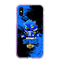 Чехол iPhone XS Max матовый Brawl Stars Leon, цвет: 3D-сиреневый