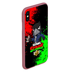 Чехол iPhone XS Max матовый Brawl Stars Crow, цвет: 3D-малиновый — фото 2