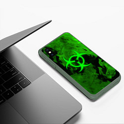 Чехол iPhone XS Max матовый BIOHAZARD, цвет: 3D-темно-зеленый — фото 2