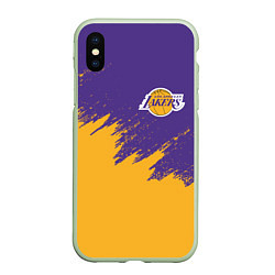 Чехол iPhone XS Max матовый LA LAKERS, цвет: 3D-салатовый