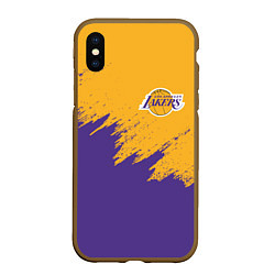 Чехол iPhone XS Max матовый LA LAKERS, цвет: 3D-коричневый