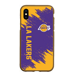 Чехол iPhone XS Max матовый LA LAKERS, цвет: 3D-коричневый