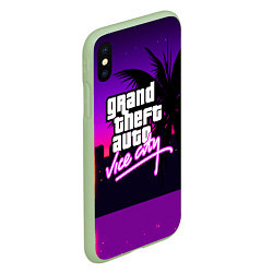 Чехол iPhone XS Max матовый GTA:VICE CITY, цвет: 3D-салатовый — фото 2