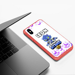 Чехол iPhone XS Max матовый Brawl stars leon оборотень, цвет: 3D-красный — фото 2
