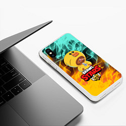 Чехол iPhone XS Max матовый BRAWL STARS SALLY LEON, цвет: 3D-белый — фото 2