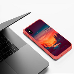 Чехол iPhone XS Max матовый Minimal forest sunset, цвет: 3D-красный — фото 2