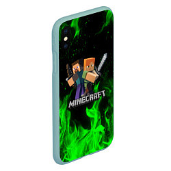 Чехол iPhone XS Max матовый MINECRAFT, цвет: 3D-мятный — фото 2