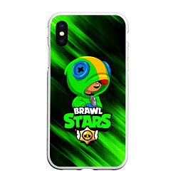 Чехол iPhone XS Max матовый BRAWL STARS LEON, цвет: 3D-белый