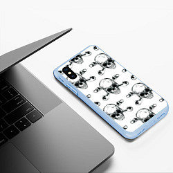 Чехол iPhone XS Max матовый Череп и кости, цвет: 3D-голубой — фото 2
