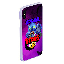 Чехол iPhone XS Max матовый BRAWL STARS LEON WOLF, цвет: 3D-светло-сиреневый — фото 2