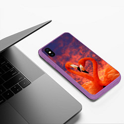 Чехол iPhone XS Max матовый Flamingo Love, цвет: 3D-фиолетовый — фото 2