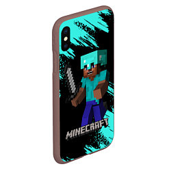 Чехол iPhone XS Max матовый MINECRAFT, цвет: 3D-коричневый — фото 2