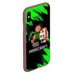 Чехол iPhone XS Max матовый MINECRAFT, цвет: 3D-коричневый — фото 2