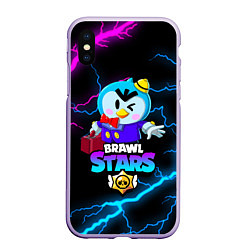 Чехол iPhone XS Max матовый BRAWL STARS MRP, цвет: 3D-светло-сиреневый