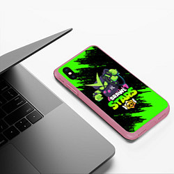 Чехол iPhone XS Max матовый BRAWL STARS VIRUS 8-BIT, цвет: 3D-малиновый — фото 2