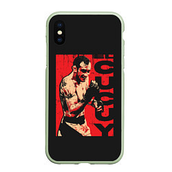 Чехол iPhone XS Max матовый Tony Ferguson, цвет: 3D-салатовый