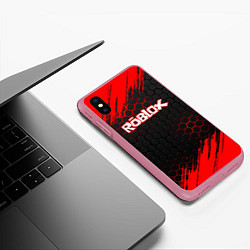 Чехол iPhone XS Max матовый ROBLOX, цвет: 3D-малиновый — фото 2