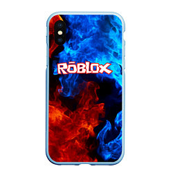 Чехол iPhone XS Max матовый ROBLOX, цвет: 3D-голубой