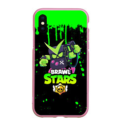 Чехол iPhone XS Max матовый BRAWL STARS VIRUS 8-BIT, цвет: 3D-розовый