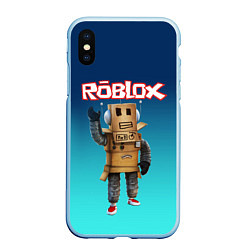 Чехол iPhone XS Max матовый ROBLOX, цвет: 3D-голубой