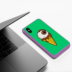 Чехол iPhone XS Max матовый Мороженое с глазом, цвет: 3D-фиолетовый — фото 2