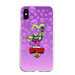 Чехол iPhone XS Max матовый Brawl Stars virus 8 bit, цвет: 3D-белый