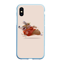 Чехол iPhone XS Max матовый КОРГИ И МЫШАТА, цвет: 3D-голубой