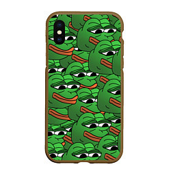 Чехол iPhone XS Max матовый Pepe The Frog, цвет: 3D-коричневый