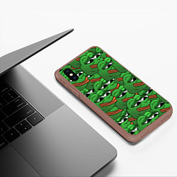 Чехол iPhone XS Max матовый Pepe The Frog, цвет: 3D-коричневый — фото 2